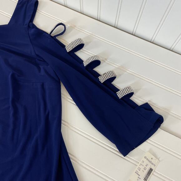 NWT ROZ&ALI Women’s Open Cold Shoulder Embellished Mini Shift Dress Size L - Picture 7 of 7